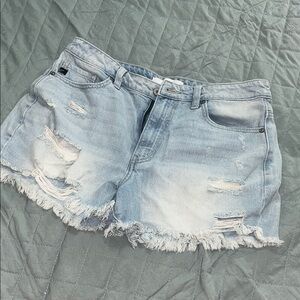 KanCan Frayed Light Blue Jean Shorts size Large